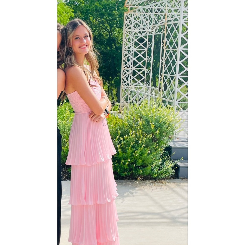 Lulus pink layered strapless prom dress for $65 size xs